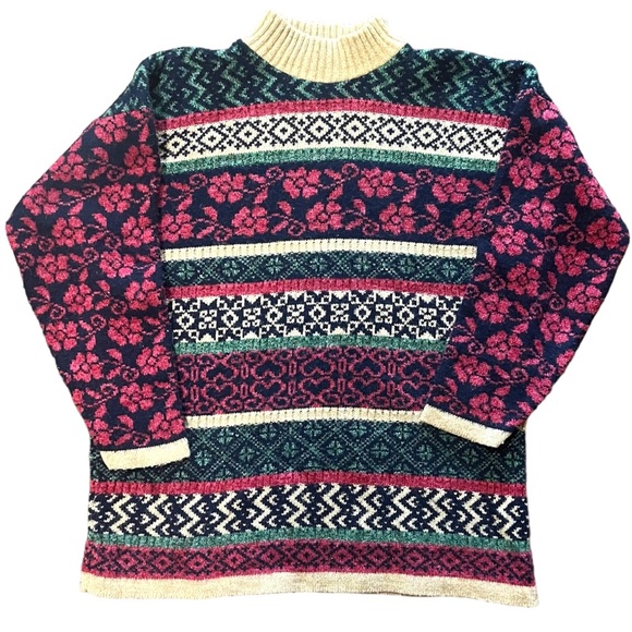 Classic Nordic Fair Isle Crew Neck Long Sleeve Men Christmas Sweater